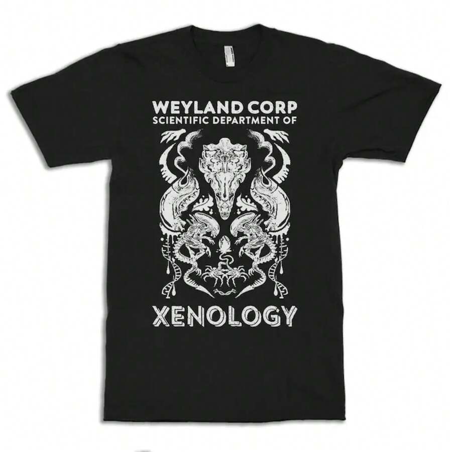 Camiseta de Arte Alienígena de Xenología / Camiseta 100% Algodón / Tallas para Hombres y Mujeres (yw-184) - Negro - Ver 1