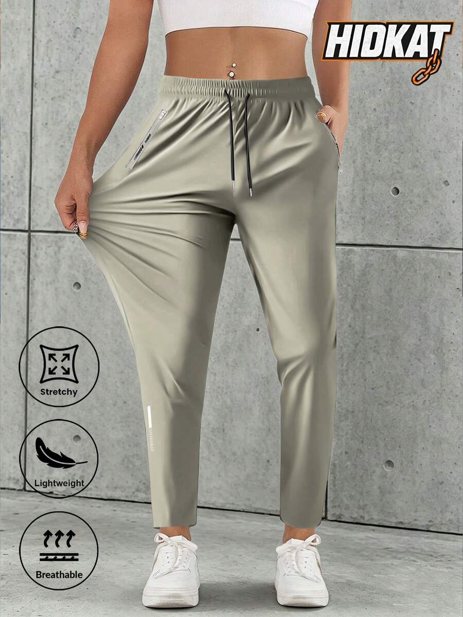 Women'S Casual Pants With Zipper Pockets & Adjustable Drawstring Waist Lightweight Straight-Leg Joggers Walking, Outdoor - Spring/Summer/Fall Sports