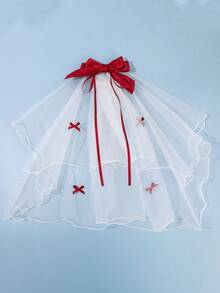 1pc Romantic Elegant Fashion Bridal Tulle Bow Hair Clip, Versatile Wedding Hair Accessory - Multicolor - View 2