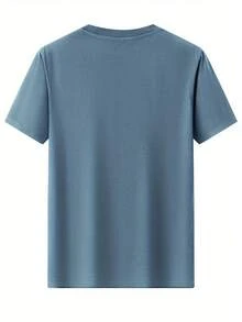 Men's 100% Cotton T-Shirt, Cotton Material - Breathable And Sweat-Absorbent, Casual Round Neck, With Letter Print, Men's Summer Urban Clothing Top. - 灰色 - 查看 2