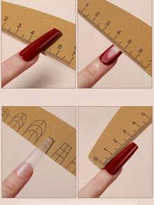 2pcs 100/180 Grit Nail File Polishing Block Professional Double-Sided Sandpaper Grinding Board Suitable For Acrylic And Natural Nails Washable Wear-Resistant Double-Sided With Ruler Nail Shape Template Manicure Tools Nail Care Products - Khaki - View 7