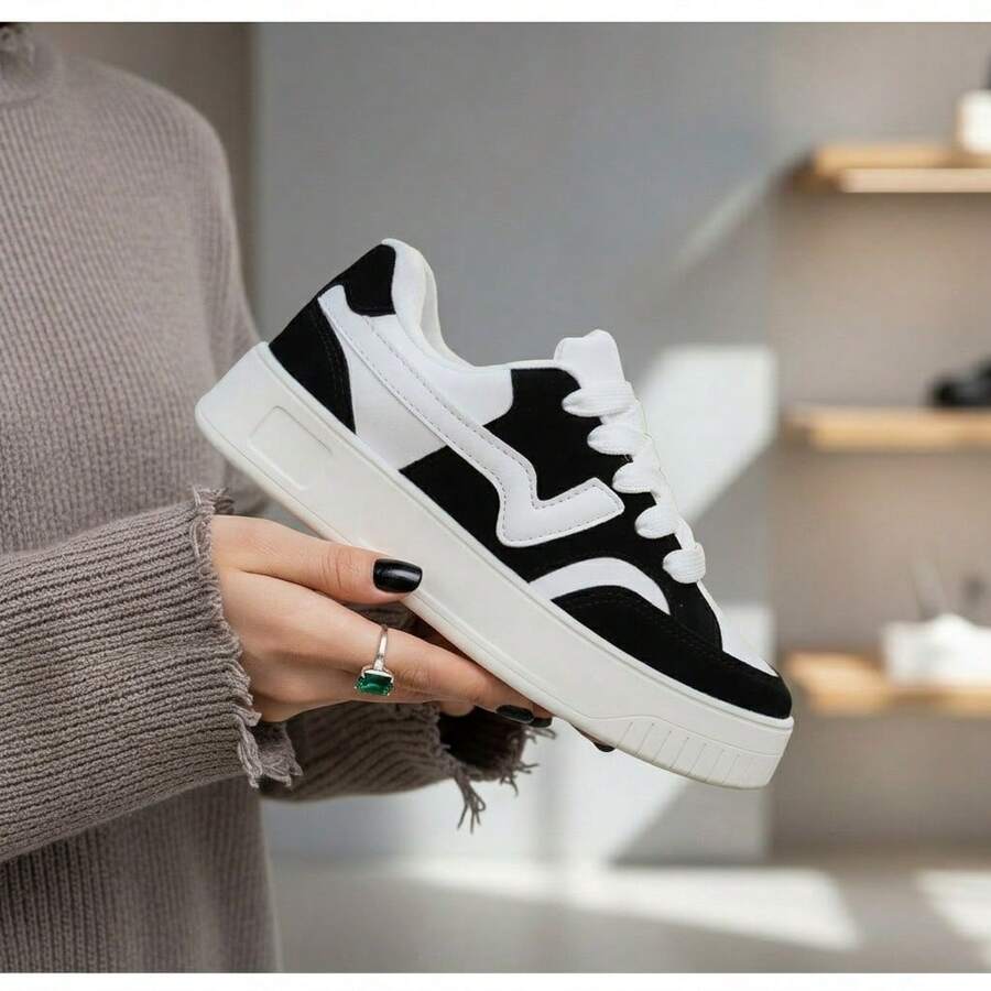 Marts Women's Chunky Platform Shoes With Tractor Sole - Plat Pto Bco - 查看 1
