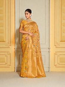 Banarasi Silk Saree, Cultural Wear For Women - Multicolor - View 2