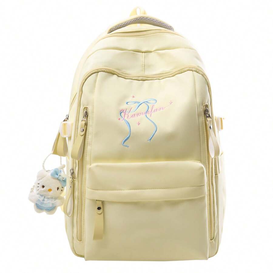 LECEY Women's Middle School High School College Student Large Capacity Backpack - Yellow - View 1