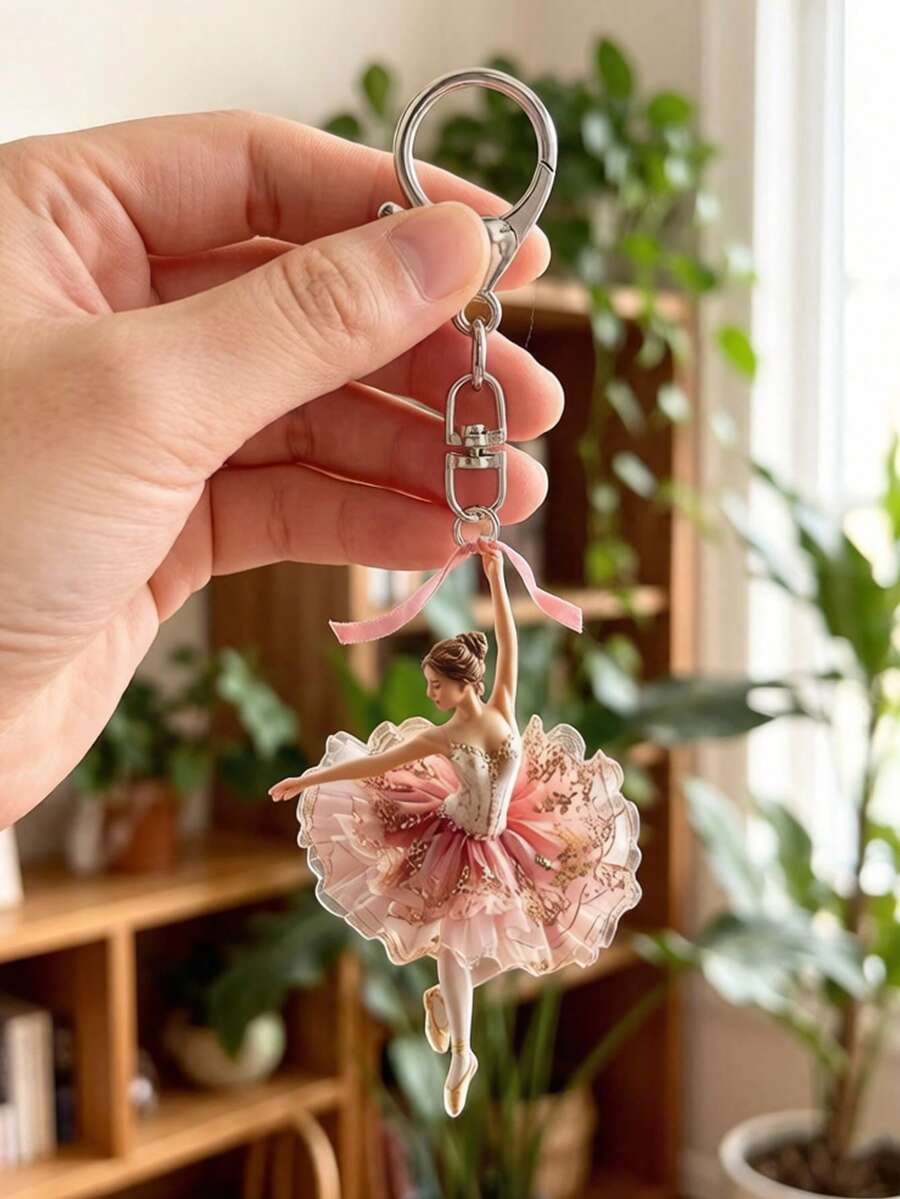 2D平面芭蕾舞者吊墜,粉色芭蕾舞者飾品,優雅舞者禮物,手提包背包配件,芭蕾愛好者紀念品,適用於背包、手提包、車鑰匙、門鑰匙,適合約會、學習、工作、通勤,手機配件,婚禮季節,伴娘禮物,新娘禮物,情侶,情人節,開學季,教師節,日 - 彩色 - 查看 1