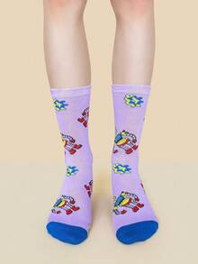 1 Pair Unisex Fashion Pattern Comfortable Breathable Mid-Calf Socks - Multicolor - View 6