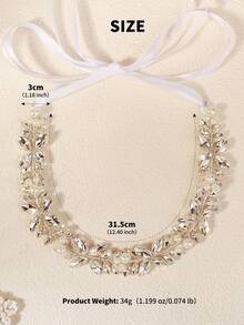 1 Peça Tiara de Casamento com Decoração de Folha de Cristal Brilhante, Tiara de Noiva Estilo Boêmio com Pérolas, Adequada para Aniversário, Baile de Formatura e Festa de Casamento - Prata - Visão 12