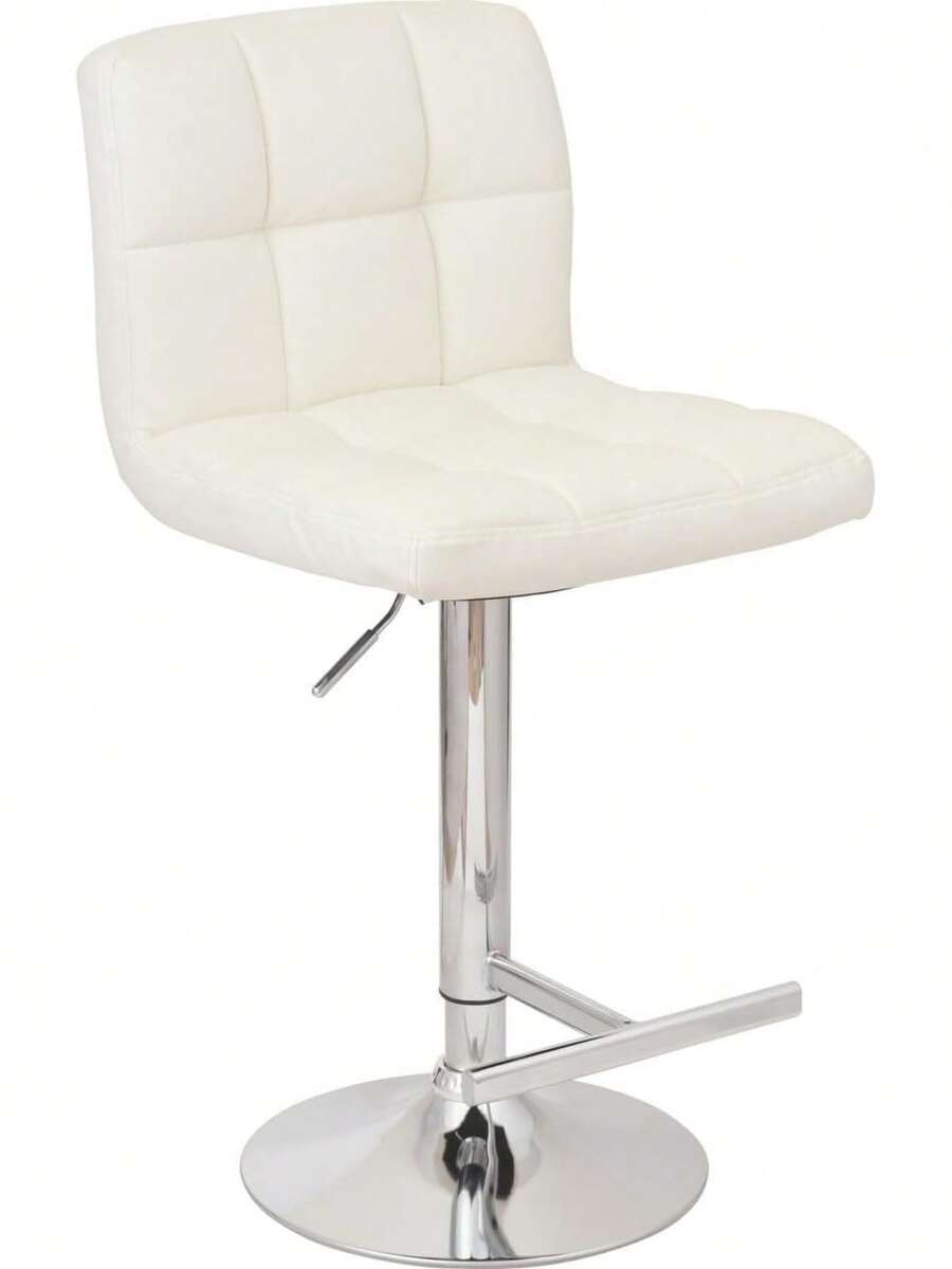 HC JUST HOME COLLECTION White Bar Stool With Backrest, Adjustable High Stool For Kitchen Bar, Padded Seat And Metal Frame - Black - View 1