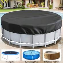 210D Oxford Fabric Round Above Ground Pool Cover, All-Season Foldable Waterproof Heat-Insulating Protective Cover, Anti-Leaf Snow Bug, Suitable For Inflatable Pools And Frame Pools, Outdoor Yard Villa Balcony Homestay - A - View 2