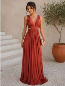 Women Dresses - Burnt Orange - View 1