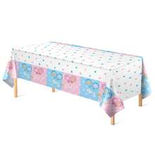 1/3 Peças Toalhas de Mesa Descartáveis de Plástico Azul e Rosa, Toalhas de Mesa para Revelação de Gênero, Suprimentos de Decoração de Festa Azul e Rosa, 54X108 Polegadas - Multicolorido - Visão 7