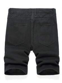 Tween Boys' Summer Casual Solid Color Distressed Denim Shorts - Black - View 3