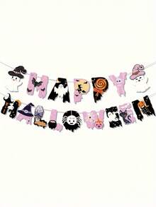 Festive Halloween Party Ghost Banner - No Electricity Required - Multicolor - View 5