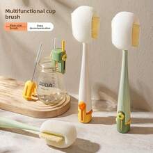 Set Sikat Cangkir Gagang Panjang 5-in-1 - Alat Pembersih Multifungsi, Cocok untuk Botol/Tutup dengan Kepala Sikat Spons dan Bulu Kaku, Sikat Pembersih Piring Dalam yang Dapat Dilepas - Beraneka warna - View 2