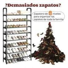5/6/8 Tier Shoe Rack Organizer, Stainless Steel Rack - Simple And Easy To Assemble Shoe Organizer - Clothes Organizer Furniture With Straps - Shoe Rack With Clothes And Hat Racks - The Ultimate Solution For Clothes And Shoe Organization - Black - View 10