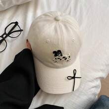 1pc Cute Puppy Embroidered Baseball Cap For Women, Spring/Summer Small Face Effect Large Head Circumference Versatile Dad Hat - Baseball Cap - View 10