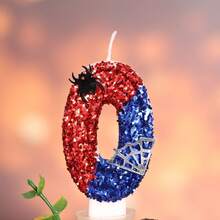 1pc Digital Birthday Candle With Blue & Red Spider Outline, 0-9 Creative New Handmade Candle For 1st Birthday Party Theme Cake Decoration, Atmospheric Birthday Number Candle - View 20