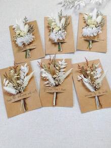 1/6件組 波希米亞風人造迷你花束腕花 婚禮西裝胸花 婚禮飾品 - HS111 - 查看 6