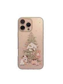 1Pc Korean Style Glitter Clear Smartphone Case With Cartoon Christmas Tree, Rabbit, Bear & Cake Print, Shockproof Protective Cover Compatible For IPhone17Pro Max, 17Pro, 18, 16ProMax, 16Pro, 16Plus, 16, 15ProMax, 15Pro, 15, 14, 15Plus, 13 Pro Max, 14 Pro Max, 11, 12, Anti-Scratch & Drop Resistant - Black - View 1