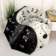 1pc Tai Chi Musical Note Automatic Folding Umbrella: Portable 8-Rib Design For Outdoor Travel, Perfect For Casual Outings, An Excellent Gift For Friends And Family On Christmas Or Birthdays - Multicolor - View 4