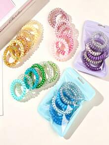 6-Piece Gradient Color Telephone Cable Headband With High Elasticity Is Suitable For Daily Leisure And Can Be Used All Year Round. - Multicolor - View 3
