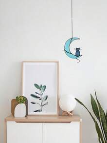 1 pieza Adorno colgante de ventana con gato en la luna, decoración del hogar para ventana interior y porche, decoración de fiesta, regalo único y creativo para amantes de gatos y dueños de mascotas, regalo de cumpleaños y festivo, regalo decorativo para familia, amigos, hogar, dormitorio, porche y jardín - Dos gatitos - Ver 5