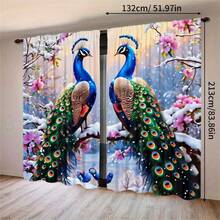 2 Pezzi, Eleganti Tende Semi-Trasparenti a Motivo Pavone, Materiale in Poliestere Multifunzionale e Durevole (Asta Non Inclusa), Ideali per Soggiorno e Camera da Letto, Decorazione per la Casa per Tutte le Stagioni - Multicolore - Visualizzare 16