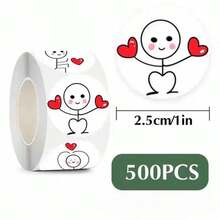 Pegatinas de embalaje de regalo para el Día de San Valentín, pegatinas de personas pequeñas, etiquetas creativas y lindas de dibujos animados, pegatinas para sellar diarios, 1 rollo - Blanco - Ver 7
