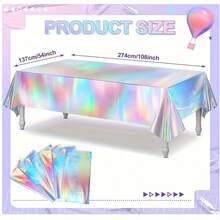 Rainbow Plastic Tablecloth Disposable Laser Holographic Aluminum Foil Rectangular Tablecloth Birthday Disco Bachelor Party Wedding Rainbow Party Decoration 54.0 Inches X 9.0 Feet - Multicolor - View 2