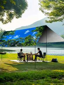1pc Tree Sky Cloud Leaf Pattern Sun Shade Canopy, Lightweight Polyester Material, Suitable For Beach, Camping, Garden, Picnic, Outdoor Adventure Sun Shade (Support Pole Not Included) - Blue Sky and Leaves - View 7