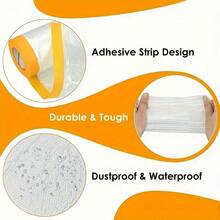 Self-Adhesive Transparent Dust Cover For Home, Extra-Large Elastic Tape-Style Dorm Plastic Film, Waterproof And Dustproof Furniture Cover - Waterproof, Odorless, Heavy-Duty PE Plastic Sheet, Suitable For Painting, Sanding, Car And Home Protection, Also Covers Bed, Sofa, Desk, Cabinet. Seamless Cover Versatile Room Decor Dust Cover, Dustproof And Moisture-Proof Whole House Home Decor Protective Cover, Invisible Flat Wall Decor Dust Cover, Waterproof And Moisture-Resistant Bathroom Decor Dust Cover, Soft-Touch Dust Cover For Autumn Seasonal Decor, Creative Atmosphere Halloween Decor Dust Cover, Random Style. - Multiple Styles - View 7