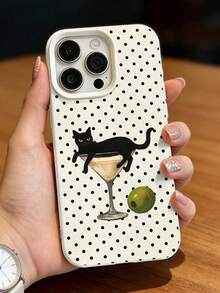 藝術貓咪紅酒杯插畫手機殼，磨砂軟殼搭配仿皮革紋理，相容 iPhone 11 12 13 14 15 16 系列荔枝皮紋軟殼手機保護殼，相容 iPhone 17/17 Pro/17 Pro Max/Air 時尚防震防滑手機殼保護套，可愛貓咪印花手機保護殼相容 iPhone 17 Pro Max 殼，相容 iPhone 17 Pro 殼 - 彩色 - 查看 4
