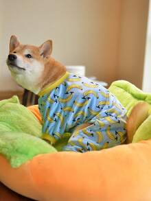 1件香蕉狗睡衣寵物連身衣外套，適合小型犬與中型犬，防掉毛 - 藍色 - 查看 9