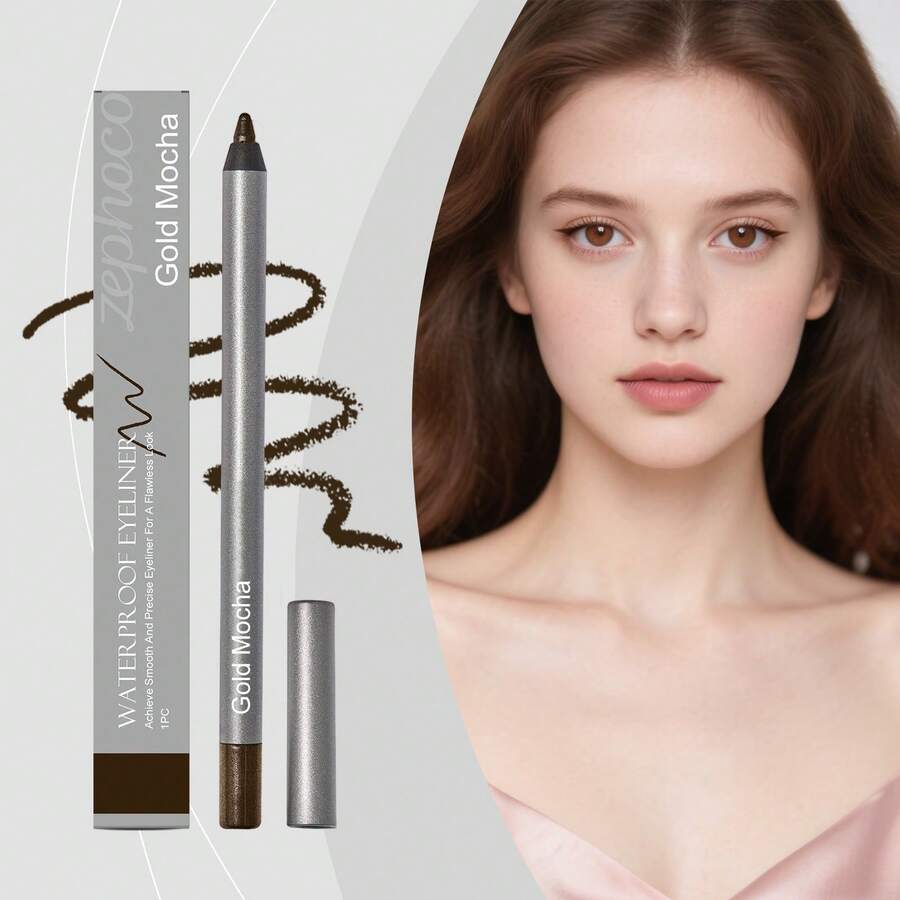 Zephoco lápiz delineador de ojos resistente al agua suave a prueba de manchas cosméticos Gel delineador de ojos maquillaje para agrandamiento de ojos 1 ud.(moca de oro) - 1 - Ver 1