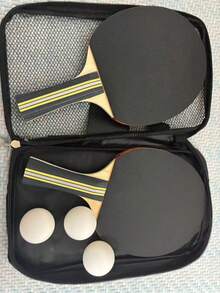 4-Star Professional High-Elasticity Table Tennis Racket Training Set, Indoor/Outdoor Sports Equipment, 2 Professional Table Tennis Rackets, Training Table Tennis Racket Set, Double-Sided High-Elasticity Rubber Racket, Includes Racket Bag And 3 Table Tennis Balls, Compact Design, Durable Structure, Family Entertainment Game, Suitable For Multi-Player Sports And Recreation. Ball Color Yellow/White Randomly Sent - Black - View 4