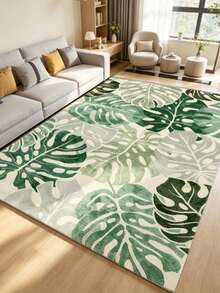 1pc Modern Nordic Tropical Rainforest Monstera Plant Art Carpet, Personalized Aesthetic Style Decorative Rug, Large Rectangular Non-Slip Carpet For Living Room, Bedroom, Sofa Side, Ins Style Space Aesthetic Atmosphere Blanket, Dopamine Modern Natural Wood Style Healing Soft Decor Accent, Large Area Carpet, Floor Mat, Home Decor, Area Rug, Casual Blanket, Bedside Rug, Bedroom Carpet, Washable Carpet - Multicolor - View 4