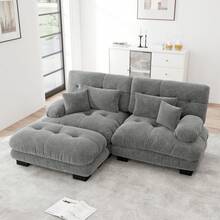 Sofa 220 cm de Chenille para hogar - Gris, 2 plazas - Ver 2