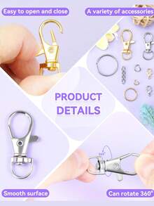 990PCS Keychain Making Kit-Key Ring,Key Chain Clip,Lobster Claw Clasps,Swivel Snap Hook, Jumprings & Extender Chain For Crafts,DIY And Jewelry Making - Multicolor - View 3