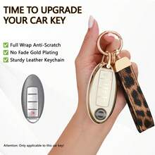 Bộ 3 món vỏ bảo vệ chìa khóa ô tô Smart 4 nút bằng TPU mềm chuyên dụng + dây đeo móc khóa da kèm tua vít - 18A Màu trắng với khóa in họa tiết da báo - Xem 10