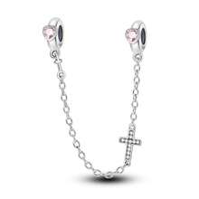 1pc S925 Sterling Silver Safety Chain Bead, Original Star Moon Butterfly Heart Cross Design, Inlaid With Colorful Zirconia Fine Chain, Prevents Beads From Slipping, Suitable For DIY Bracelets, Exquisite Versatile Accessory, Meets Handmade Beading And Daily Wear Decoration Needs - Multicolor - View 16