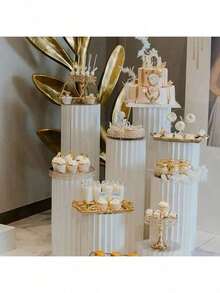 1pc Elegant Wedding Foldable Cylindrical Paper Roman Column, Wedding Display Rack Decoration, Foldable Decor, Perfect For Wedding Dessert Table Scene Decoration, Mall Window Display And Birthday Party Arrangement Decoration - A - View 4