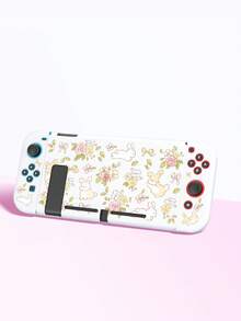 Conejo de dibujos animados lindo, flor de rosa francesa, patrón de lazo Funda protectora para Switch/Switch 2da generación/Carcasa protectora transparente con brillo, compatible con el nuevo Switch 2 (2025)/Switch NS/Switch OLED/Lite, adecuada y compatible con accesorios de consola de juegos Switch, juego completo, bolsa de almacenamiento, carcasa base con ranura para tarjeta, caja de almacenamiento de tarjetas de juego, funda protectora para Switch, mejor regalo compatible con jugadores de Switch - Multicolor - Ver 19