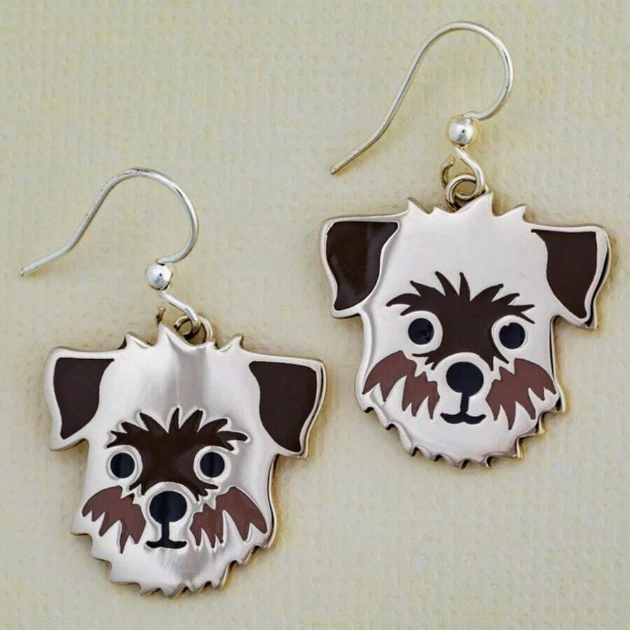 可爱卡通小狗头吊坠耳环,萌萌的动物耳环,百搭日常佩戴创意礼物,送给爱狗人士的理想之选 - 銀色 - 查看 1
