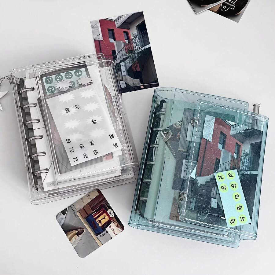 A7 Transparent Loose-Leaf Binder Notebook, Sticker Book, Blank Pages, Transparent Loose-Leaf Notebook, Sticker Notebook, Three-Fold Soft Cover Notebook, PVC Transparent Replaceable Pages, Large Capacity Portable Loose-Leaf Binder, Suitable For Photo Albums, DIY And Sticker Storage - A7 - View 1