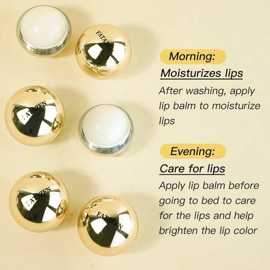 FATAZEN Portable Gold Spherical Lip Balm, Natural Plant Oil Extract, Deep Moisturizing, Reduces Lip Lines, Brightens Lips, Softens Dry And Cracked Lips, Daily Lip Care - Honey - View 1