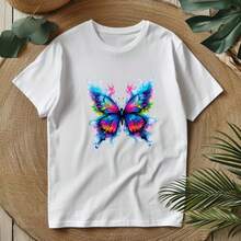 1/2/3 Stücke Farbverlauf Neon Wassernebel Strass Schmetterling Transferaufkleber | Traumhafte bunte DIY Bügelaufkleber, geeignet für Damen T-Shirts, Kleider, Leinwandtaschen - Mehrfarbig - Übersicht 9