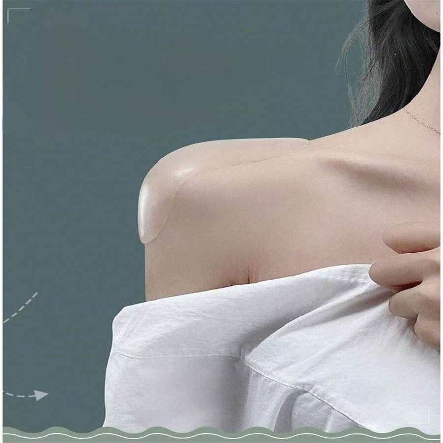 2pcs Women's Silicone Shoulder Pads, Reusable Self-Adhesive Invisible Shoulder Enhancers, Suitable For Tops And Shirts - Self-adhesive Invisible Shoulder Pads - View 1