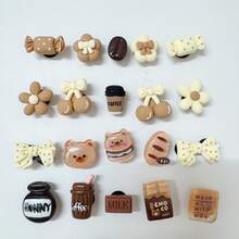 20pcs Cartoon Cherry Bow Coffee Bear Resin Flower Candy Coffee Color Resin Shoe Accessories Set, DIY Shoe Decoration - Multicolor - View 8
