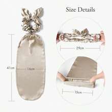 Faux Silk Long Bonnet Satin Hair Scrunchie & Hair Cap Set, Long Hair Protective Sleep Cap Hair Care Bag, Home Long Tail Style Sleep Cap - Long Tail Hair Bag - View 9