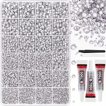 Handmade Craft Resin Rhinestones, Silver 2-6mm Non-Hotfix Flat Back Gemstones, DIY Handmade, Clothing, Tumbler, Mug, Shoes, Fabric Decoration Art Shiny Crystals - Set - View 9